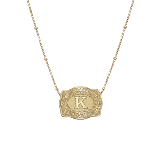 Initial Belt Buckle Necklace