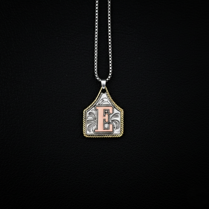 Initial Cow Tag Necklace