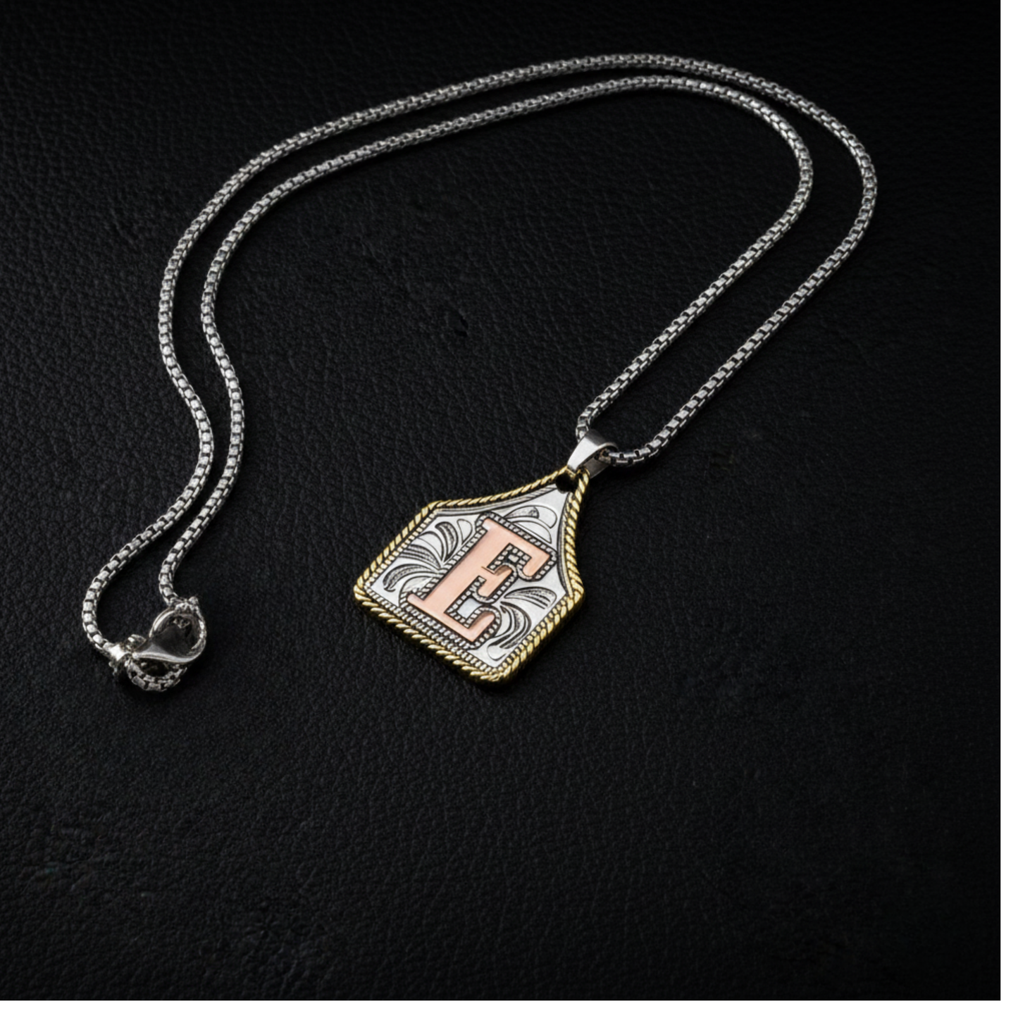 Initial Cow Tag Necklace