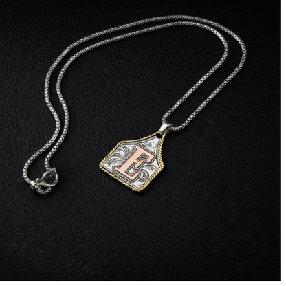 Initial Cow Tag Necklace