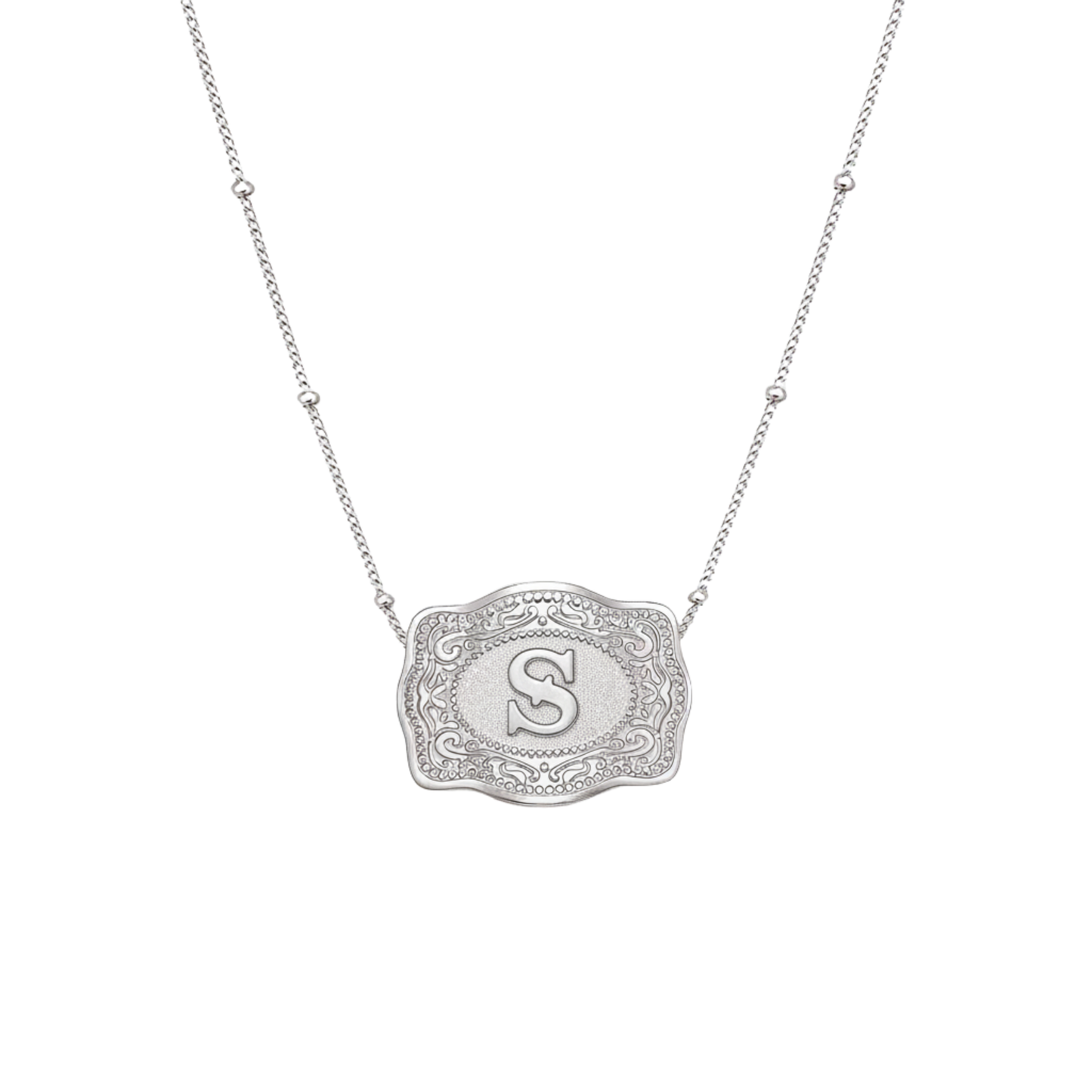 Initial Belt Buckle Necklace