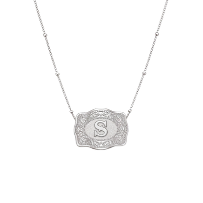 Initial Belt Buckle Necklace