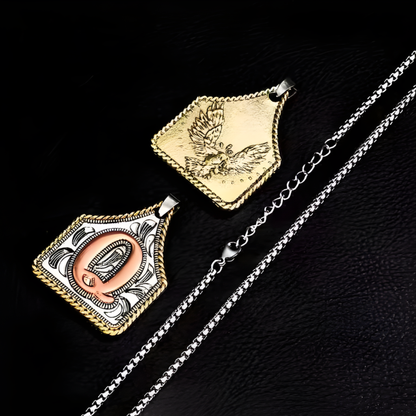 Initial Cow Tag Necklace